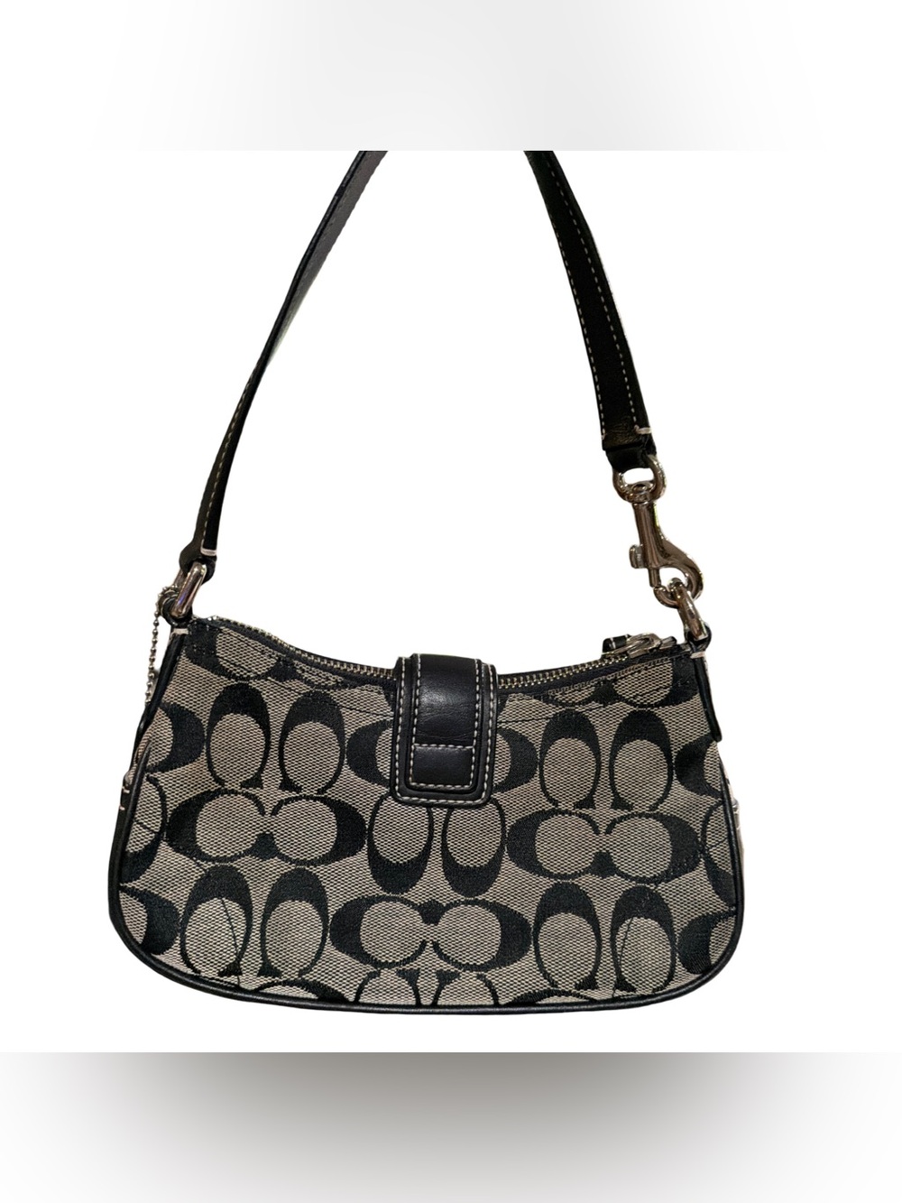 Coach โข Vintage Mini Demi Soho Shoulder Bag Monogram Black/Gray Canvas No 6362 - Picture 4 of 14